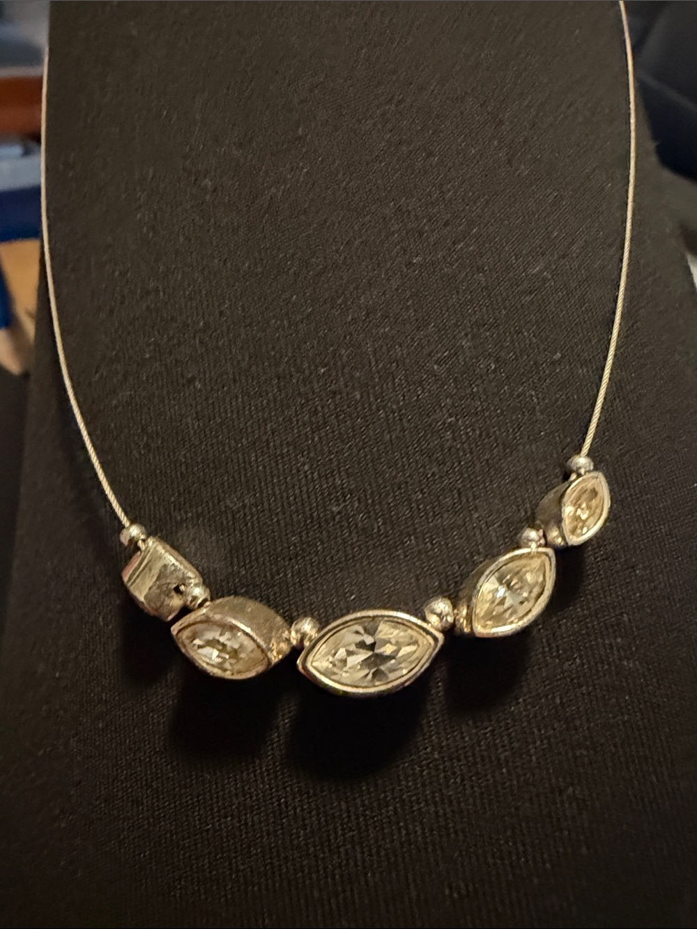Elegant Marquise Crystal Necklace in Silver